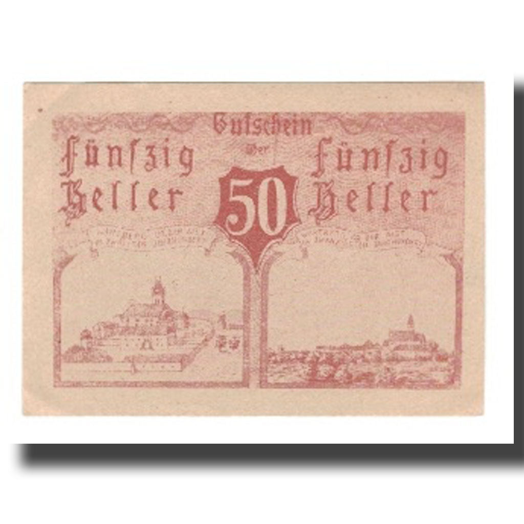 Banconote, Austria, Wartberg ob der Aist O.Ö. Gemeinde, 50 Heller, Texte, 1920