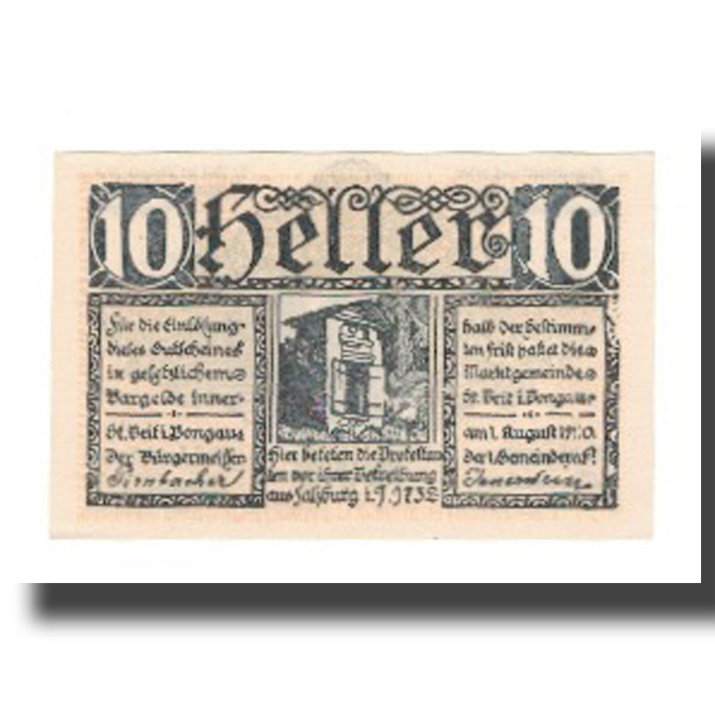 Banconote, Austria, St. Veit im Pongau Sbg. Marktgemeinde, 10 Heller