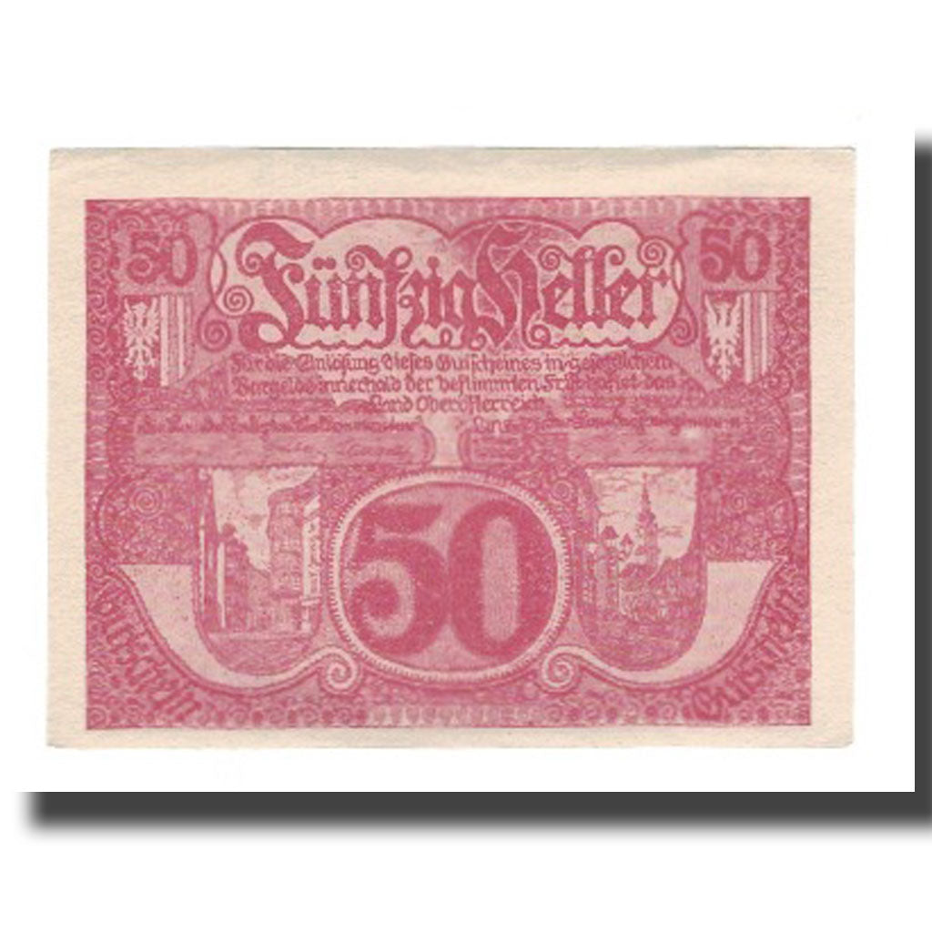 Banconote, Austria, Oberösterreich O.Ö. Land, 50 Heller, valeur faciale, SPL-