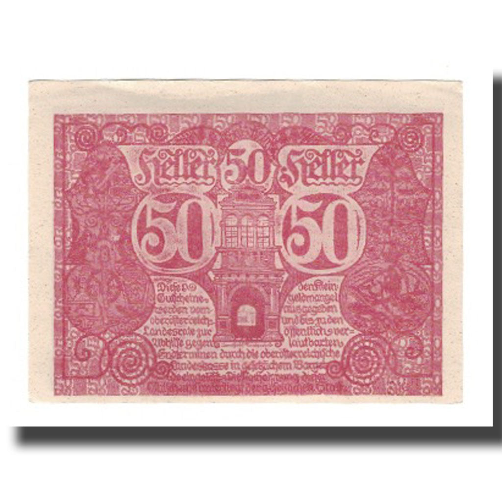 Banconote, Austria, Oberösterreich O.Ö. Land, 50 Heller, valeur faciale, SPL-