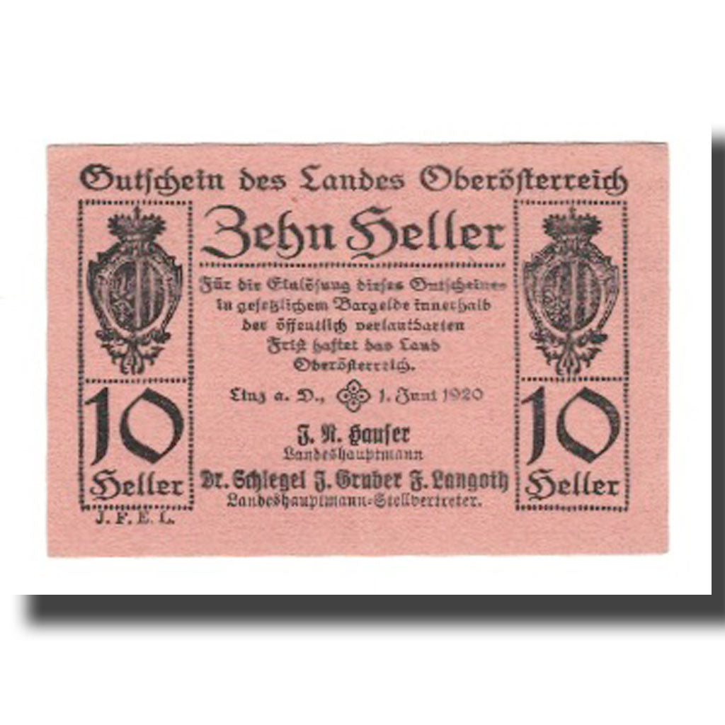 Geldschein, Österreich, Oberösterreich O.Ö. Land, 10 Heller, N.D, VZ, Mehl:FS