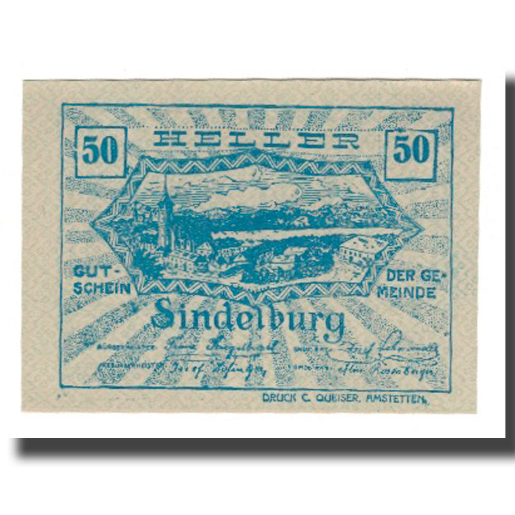 Geldschein, Österreich, Sindelburg N.Ö. Gemeinde, 50 Heller, personnage, 1920