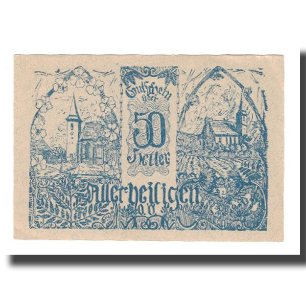 Banknot, Austria, Allerheiligen O.Ö. Gemeinde, 50 Heller, Texte, 1920