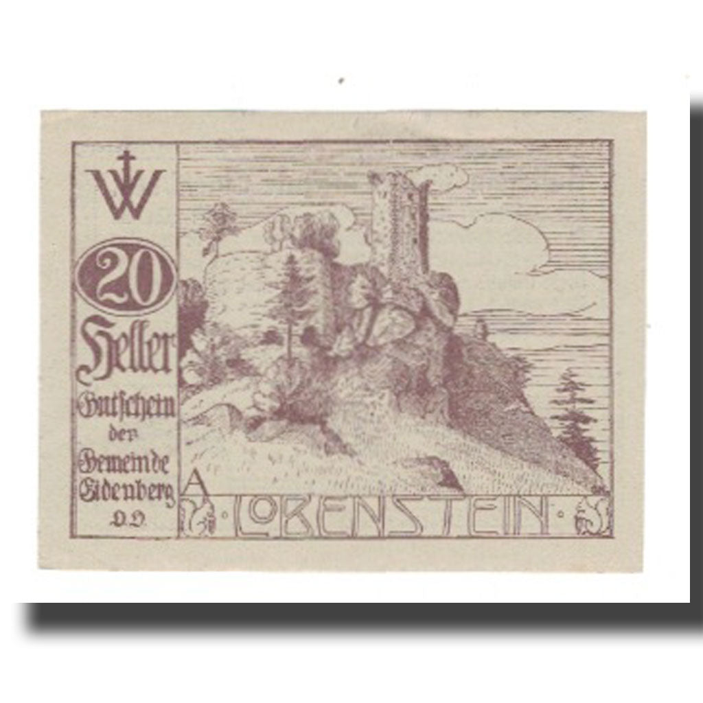 Banknot, Austria, Eidenberg O.Ö. Gemeinde, 20 Heller, Texte, 1920, 1920-12-31