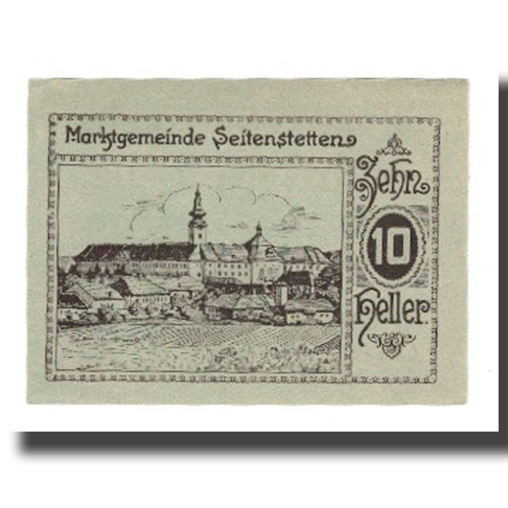 Banknot, Austria, Seitenstetten N.Ö. Marktgemeinde, 10 Heller, Clocher, 1920