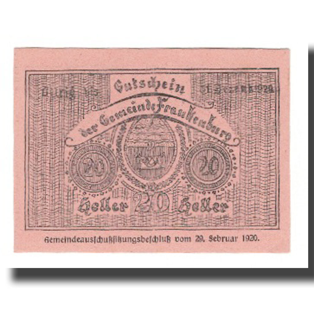 Banknot, Austria, Frankenburg O.Ö. Gemeinde, 20 Heller, valeur faciale 1, 1920
