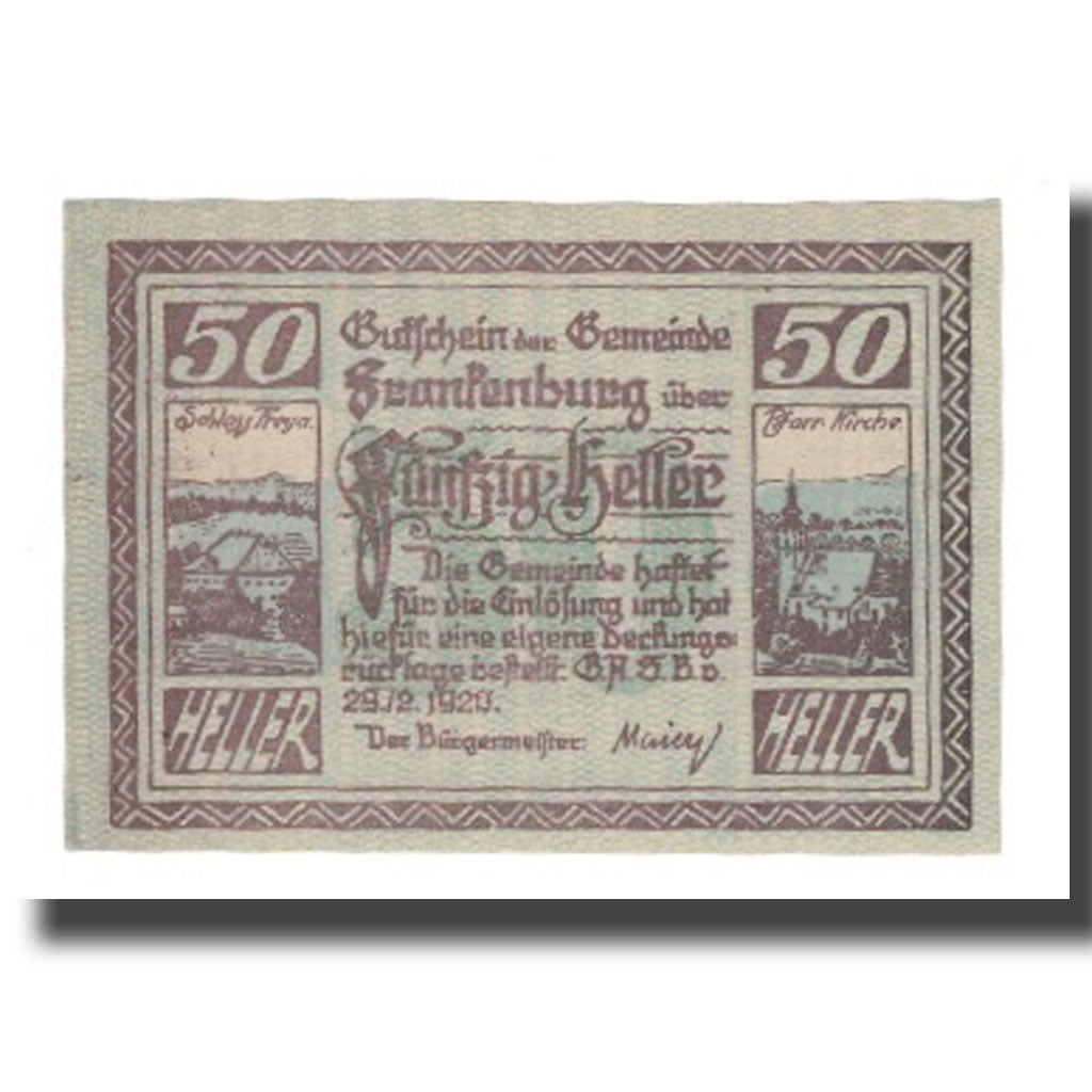 Banknot, Austria, Frankenburg O.Ö. Gemeinde, 50 Heller, valeur faciale, 1920