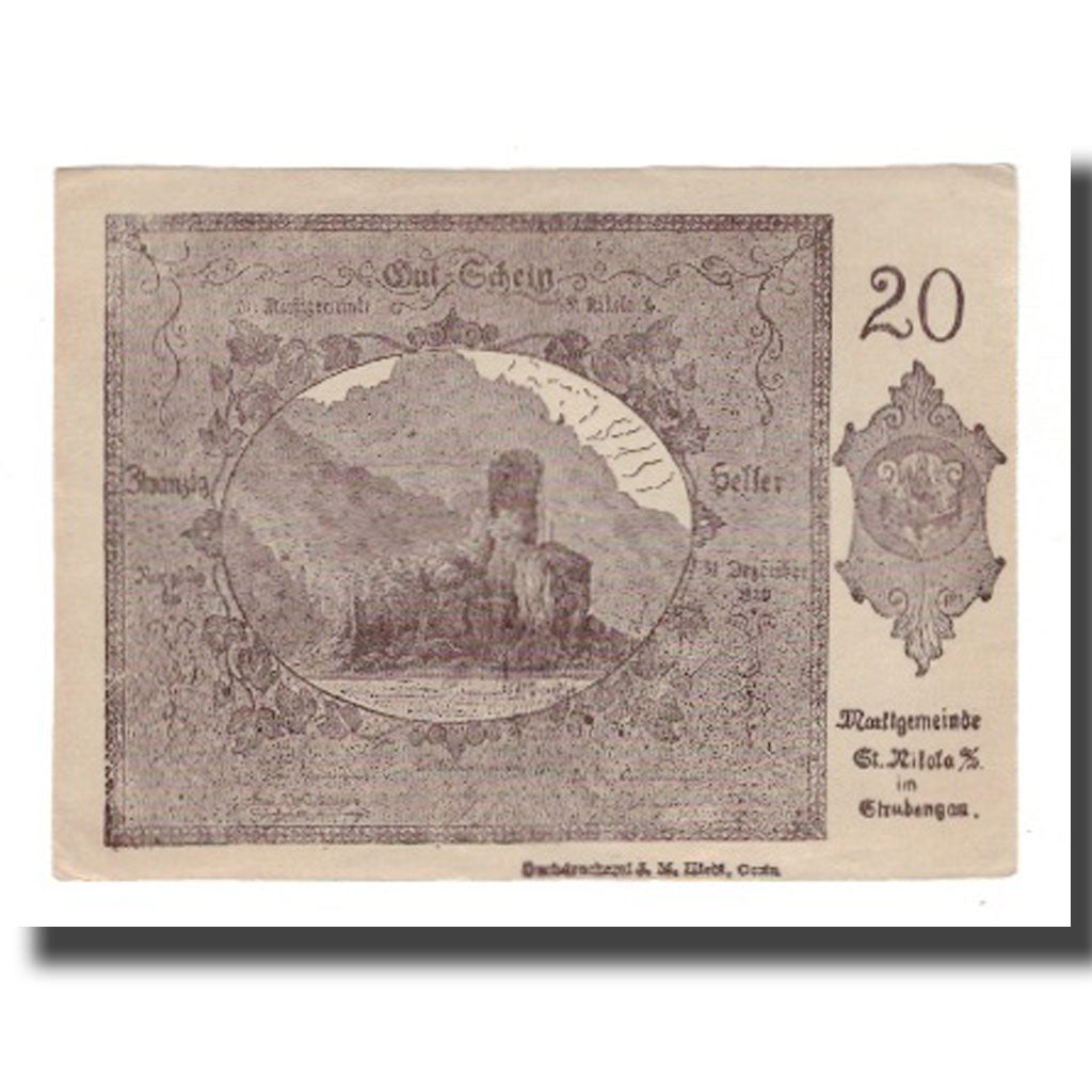 Banknot, Austria, St. Nikola a.d. Donau im Strudengau O.Ö. Marktgemeinde, 20