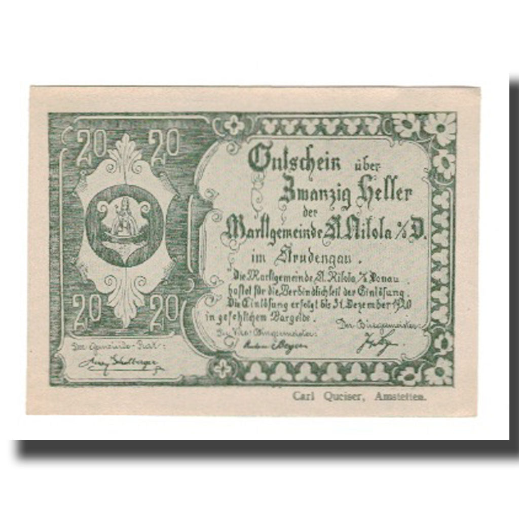 Banknot, Austria, St. Nikola a.d. Donau im Strudengau O.Ö. Marktgemeinde, 20