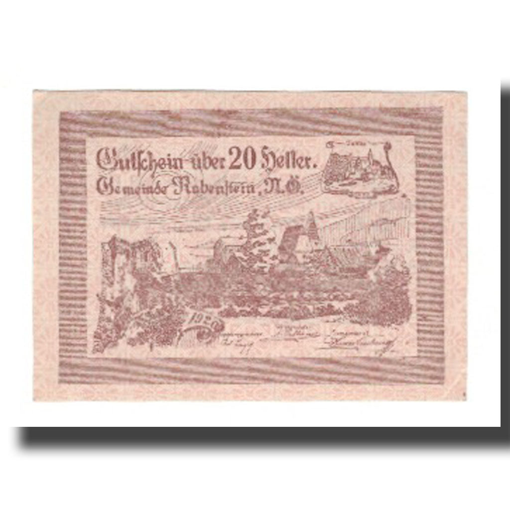 Banknot, Austria, Rabenstein N.Ö. Gemeinde, 20 Heller, texte 1, 1920