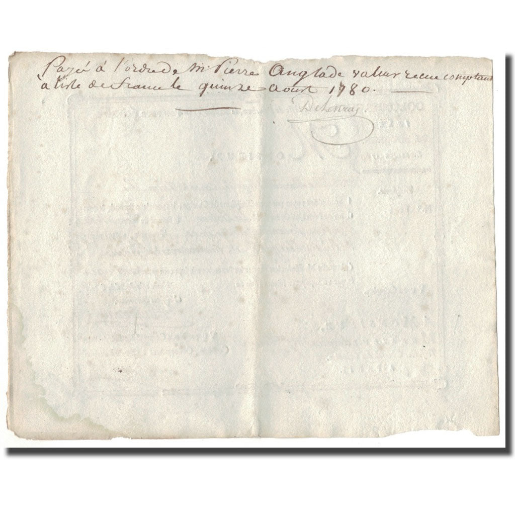 Francia, Traite, Colonies, Isle de Bourbon, 3762 Livres Tournois, 1780, SPL-
