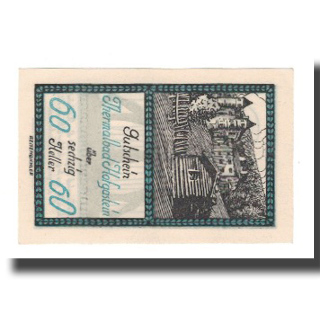 Banknot, Austria, Hofgastein Sbg Gemeinde, 60 Heller, fontaine, 1920