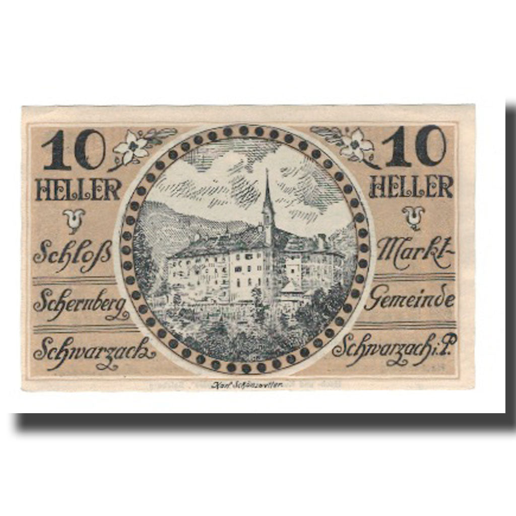 Banknot, Austria, Schwarzach im Pongau Sbg. Marktgemeinde, 10 Heller, paysage