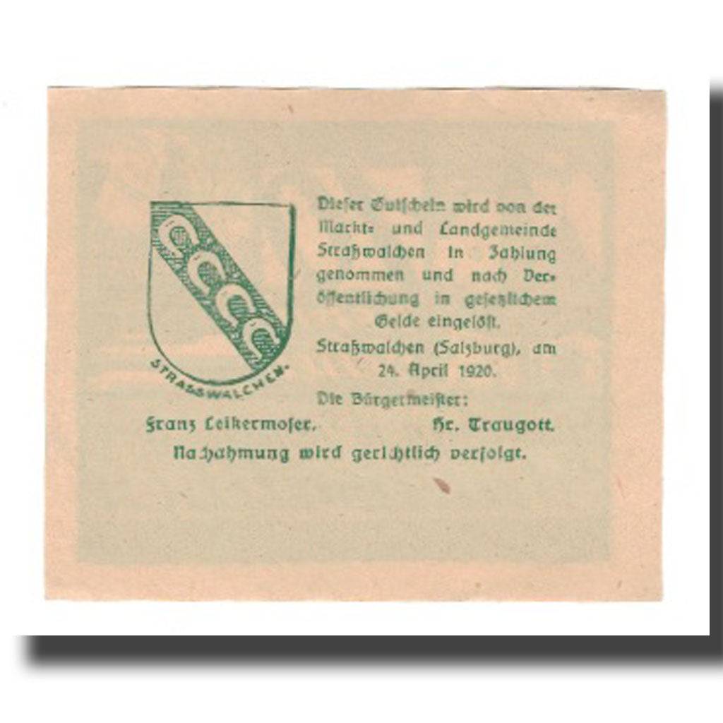 Banknot, Austria, Strasswalchen Sbg. Markt U. Landgemeinde, 10 Heller, Blason 1