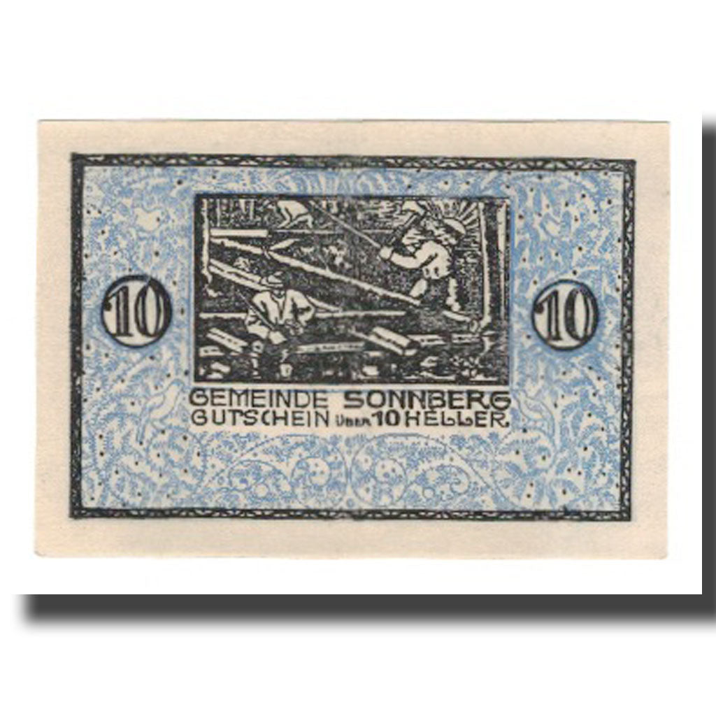 Banconote, Austria, Sonnberg O.Ö. Gemeinde, 10 Heller, personnage, 1920