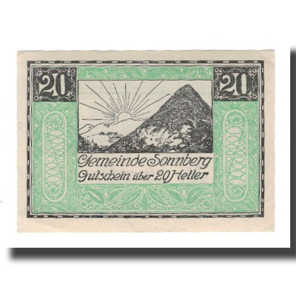 Geldschein, Österreich, Sonnberg O.Ö. Gemeinde, 20 Heller, paysage, 1920