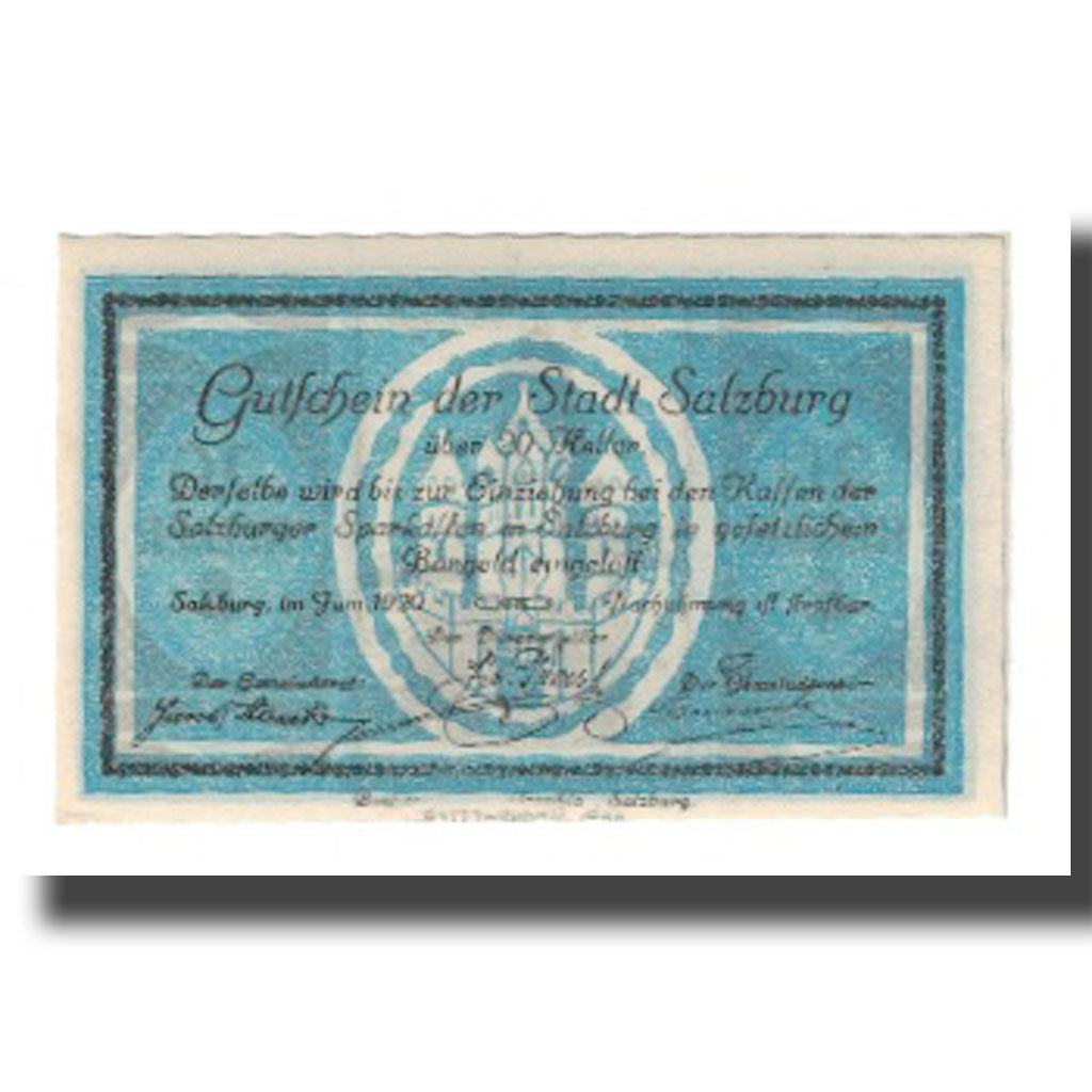 Banknot, Austria, Salzburg Sbg. Stadt, 20 Heller, Clocher, 1920, Undated