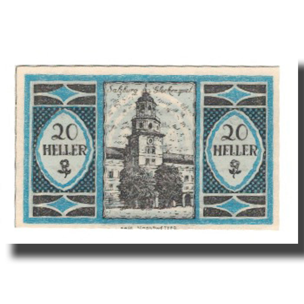 Banknot, Austria, Salzburg Sbg. Stadt, 20 Heller, Clocher, 1920, Undated