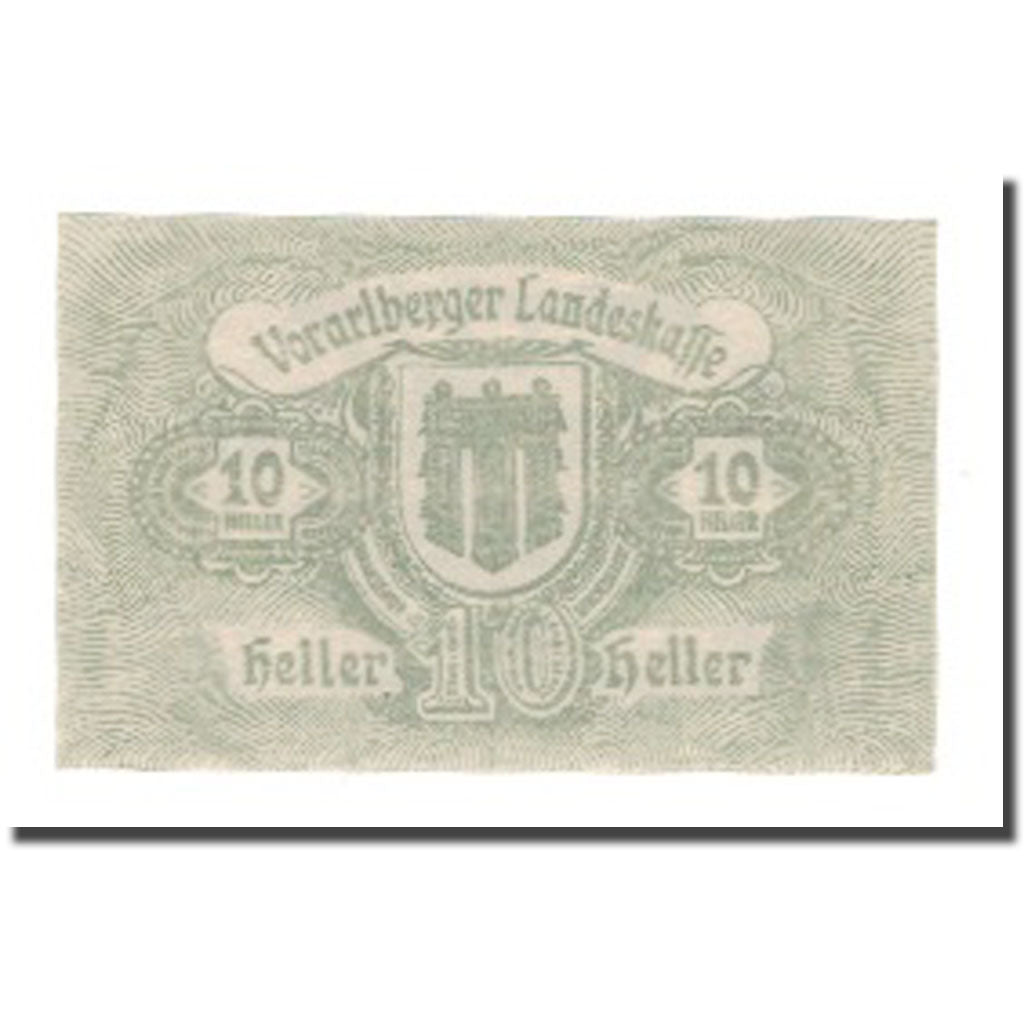 Banknot, Austria, Vorarlberger Landeskasse Vorarlberg Land, 10 Heller, valeur