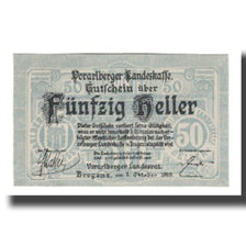 Billet, Autriche, Vorarlberger Landeskasse Vorarlberg Land, 50 Heller, valeur