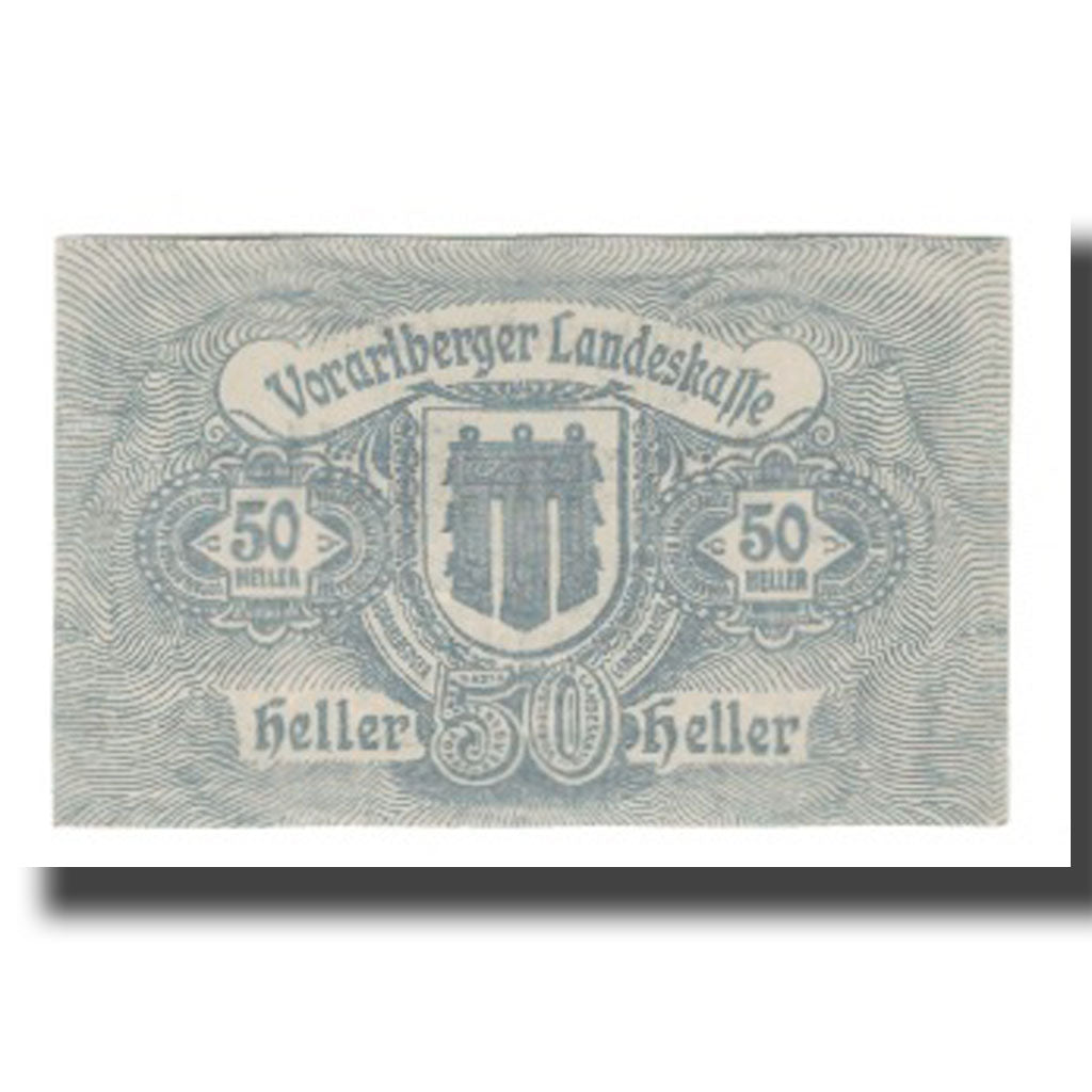 Billet, Autriche, Vorarlberger Landeskasse Vorarlberg Land, 50 Heller, valeur