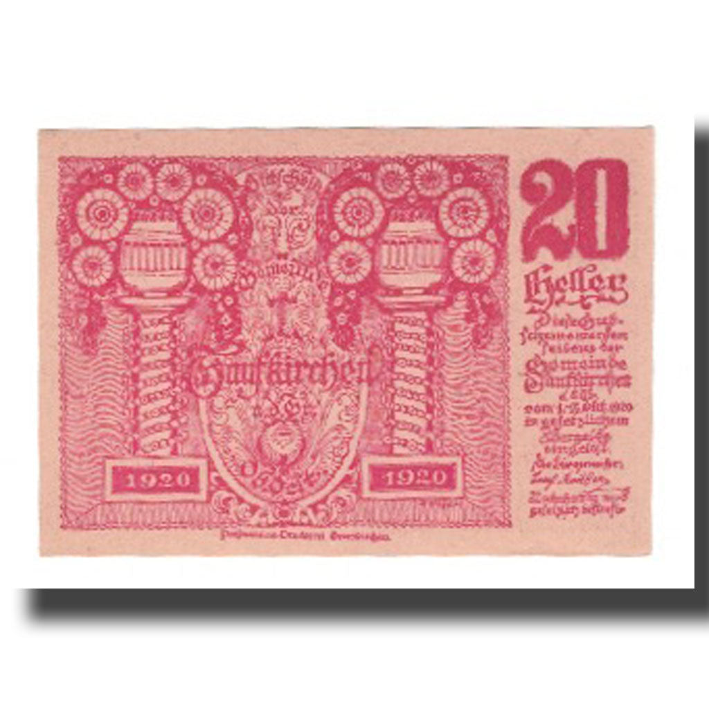 Geldschein, Österreich, Taufkirchen an der Trattnach O.Ö. Gemeinde, 20 Heller