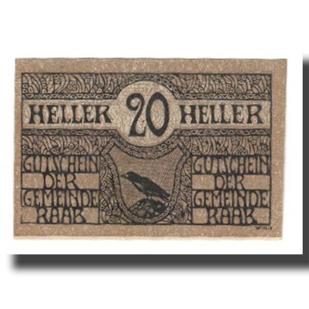 Geldschein, Österreich, Raab O.Ö. Marktgemeinde, 20 Heller, Texte, 1920, VZ