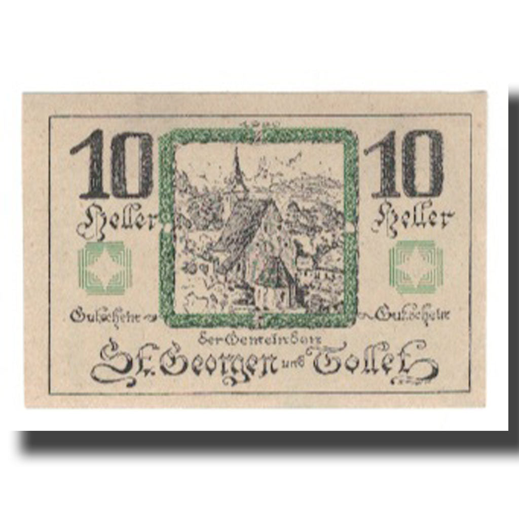 Banknot, Austria, St. Georgen und Tollet O.Ö. Gemeinden, 10 Heller, village