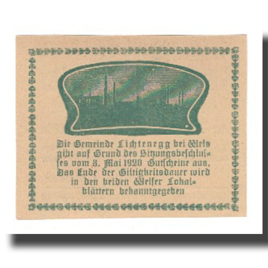 Banknot, Austria, Lichtenegg O.Ö. Gemeinde, 50 Heller, Texte, 1920, 1920-05-08