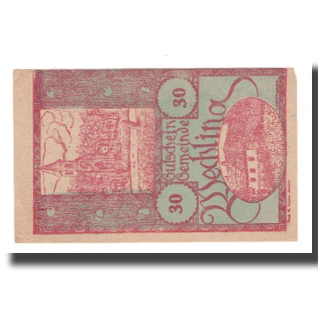 Geldschein, Österreich, Wechling N.Ö. Gemeinde, 30 Heller, Texte, 1920