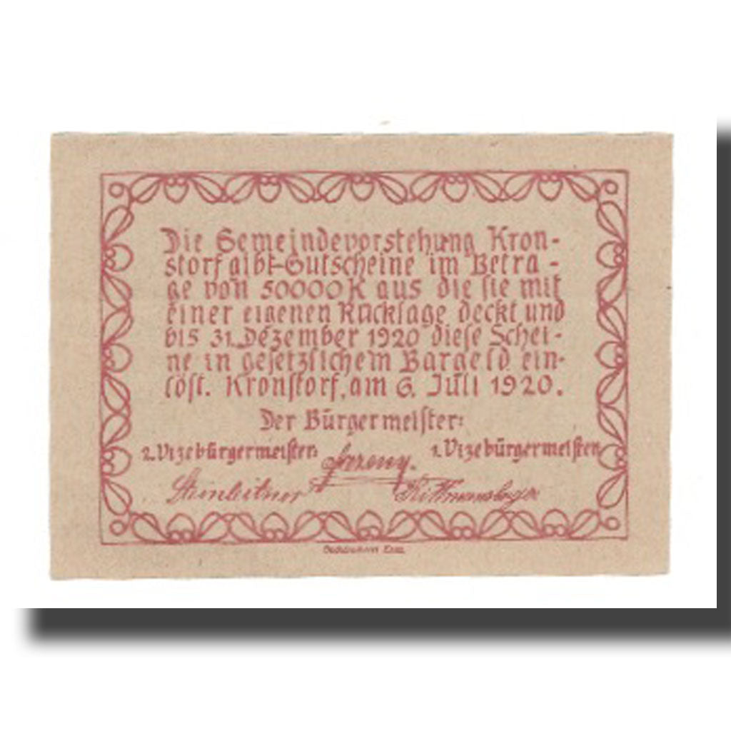Banconote, Austria, Kronstorf O.Ö. Gemeinde, 10 Heller, Texte, 1920