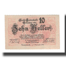 Nota, Áustria, Tiroler Landeskasse Tirol Land, 10 Heller, Blason, 1919