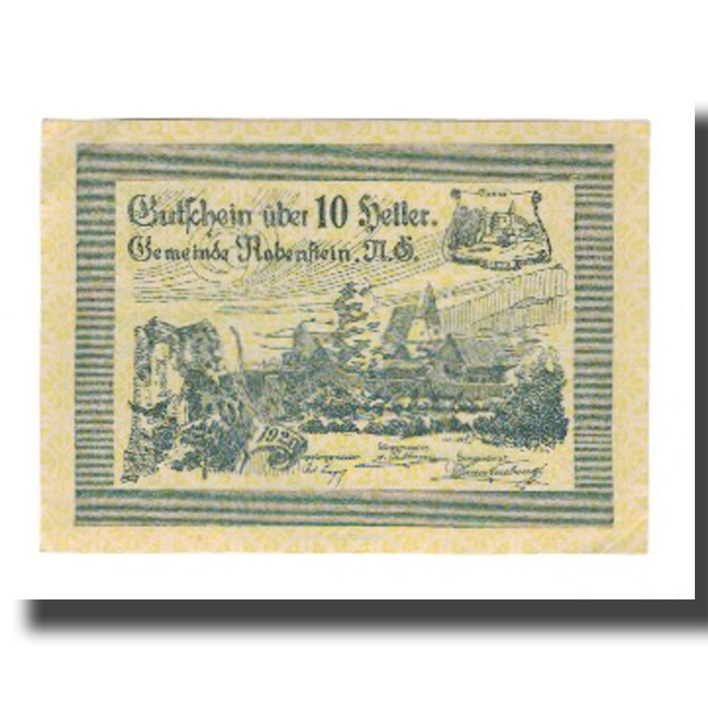 Geldschein, Österreich, Rabenstein N.Ö. Gemeinde, 10 Heller, Texte, 1920