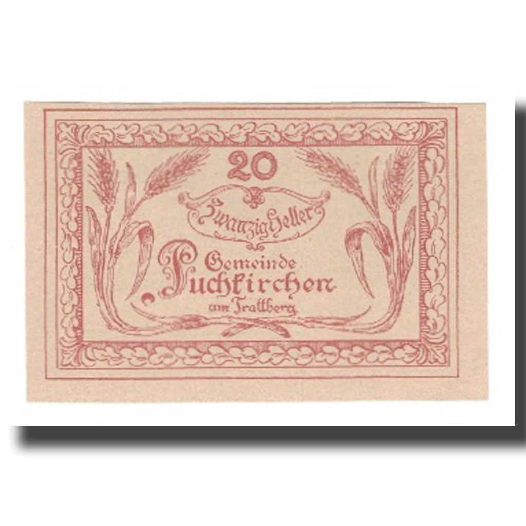 Banknot, Austria, Puchkirchen am Trattberg O.Ö. Gemeinde, 20 Heller, Texte
