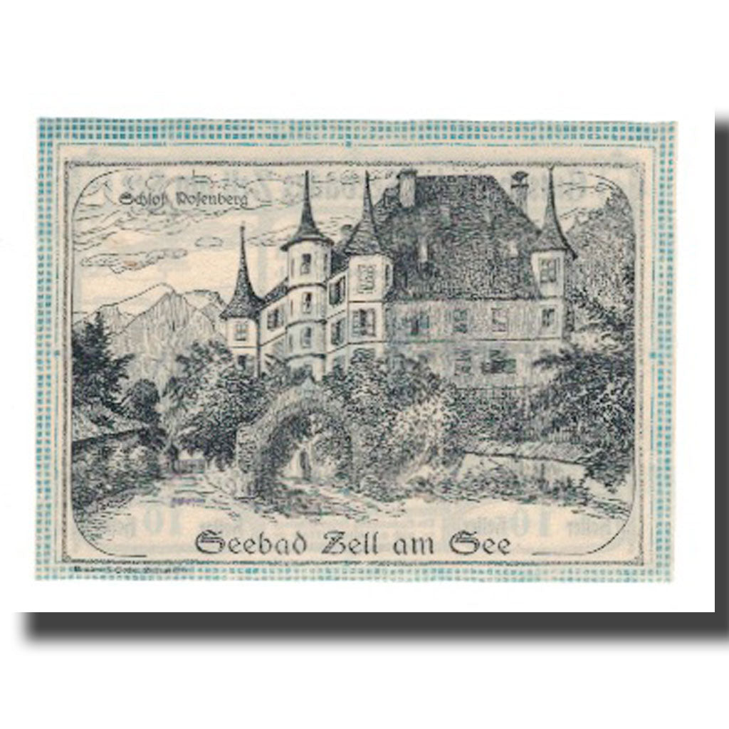 Banknot, Austria, Zell am See Sbg. Marktgemeinde, 10 Heller, château, 1920