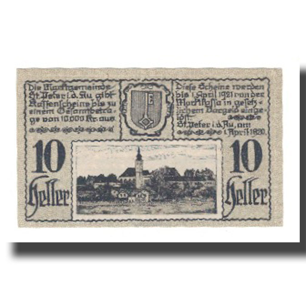 Geldschein, Österreich, St. Peter in der Au N.Ö. Marktgemeinde, 10 Heller