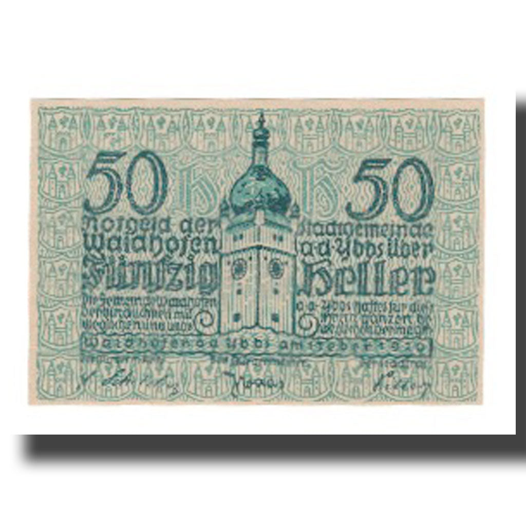 Geldschein, Österreich, Waidhofen An Der Ybbs N.Ö. Stadtgemeinde, 50 Heller