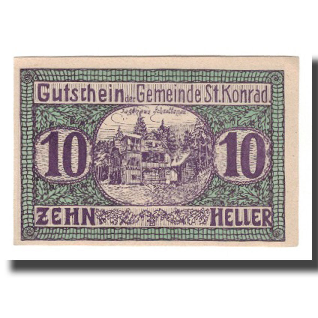 Banknot, Austria, St. Konrad O.Ö. Gemeinde, 10 Heller, Texte, 1920, Undated