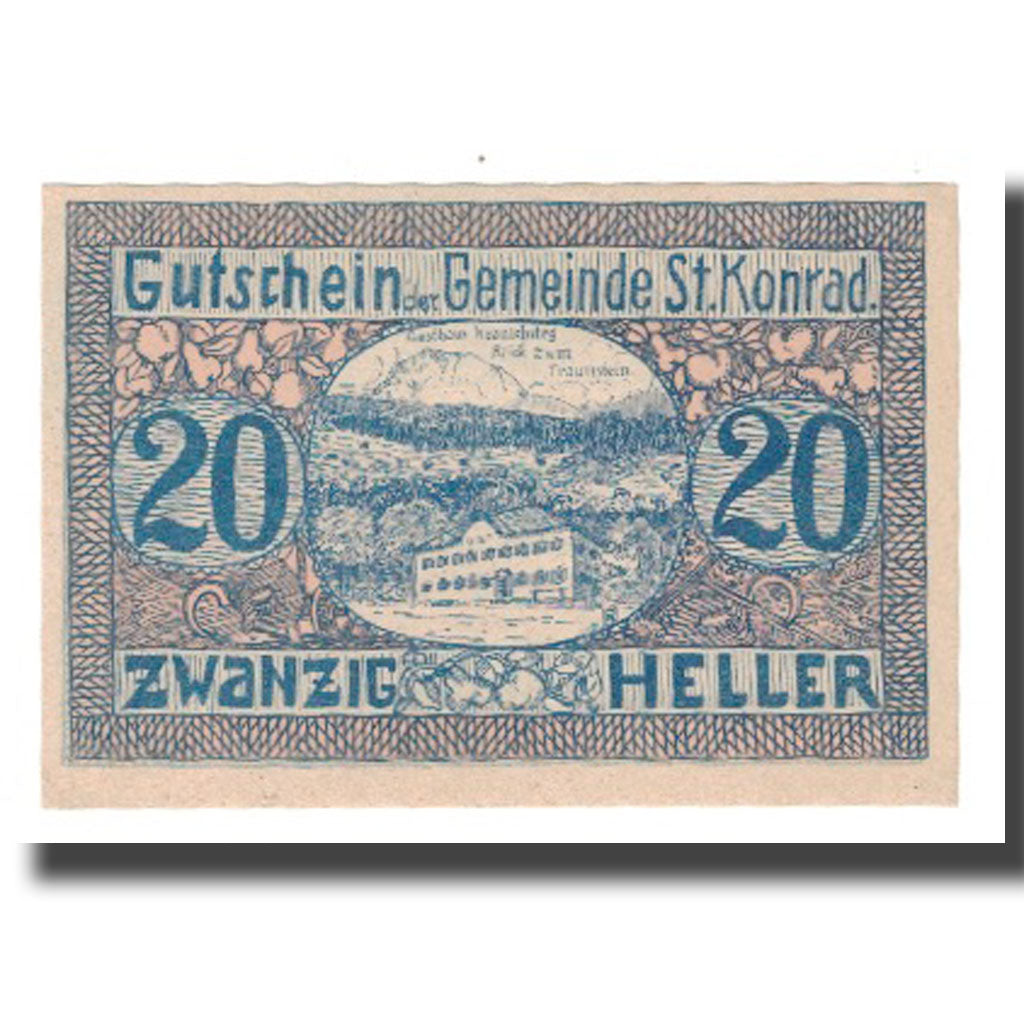 Banknot, Austria, St. Konrad O.Ö. Gemeinde, 20 Heller, texte 1, 1920, Undated