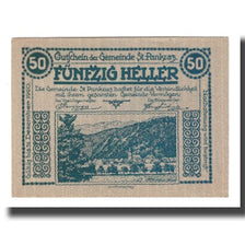 Nota, Áustria, St. Pankraz O.Ö. Gemeinde, 50 Heller, vache, 1920, 1920-12-31