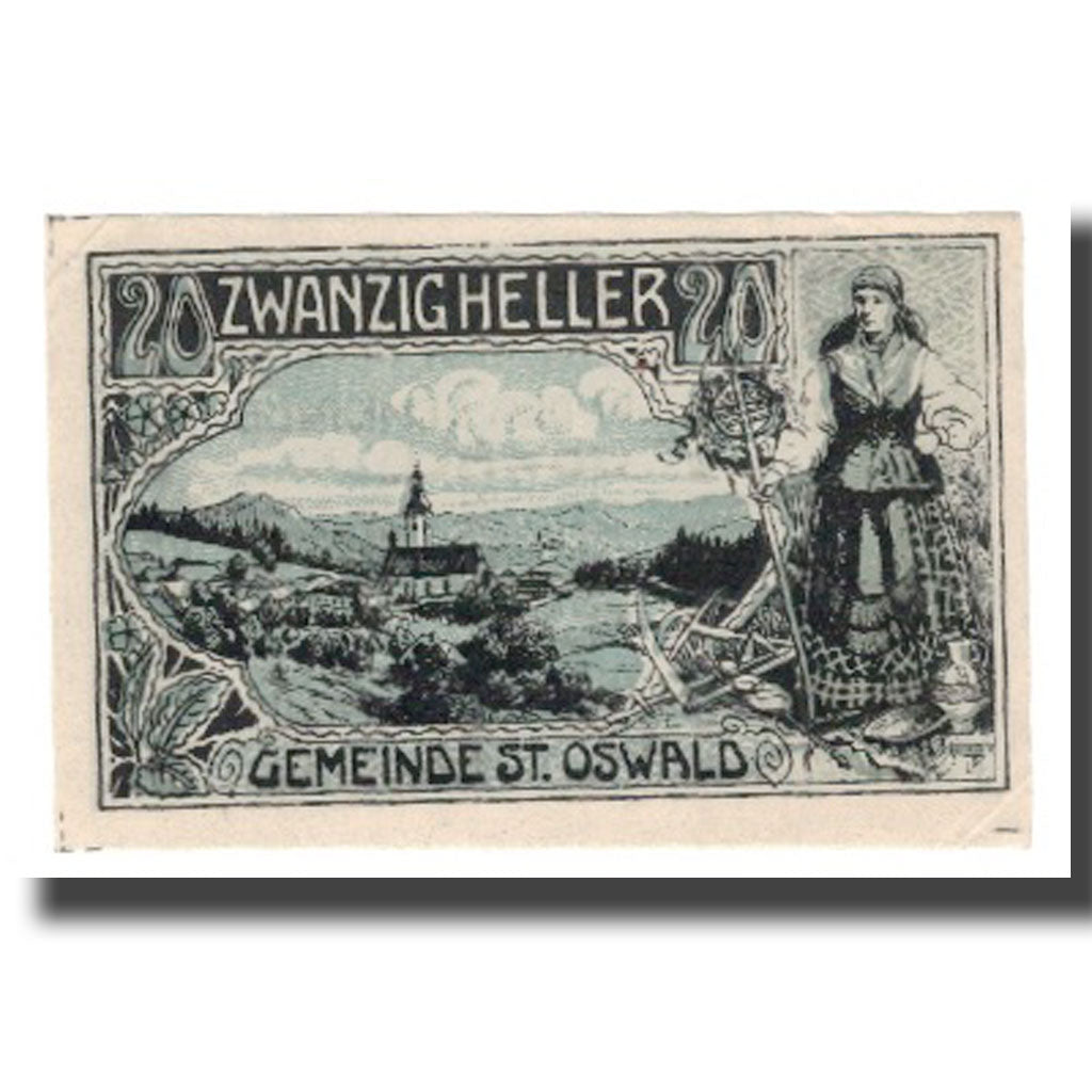 Banknot, Austria, St. Oswald bei Haslach O.Ö. Gemeinde, 20 Heller, texte 1