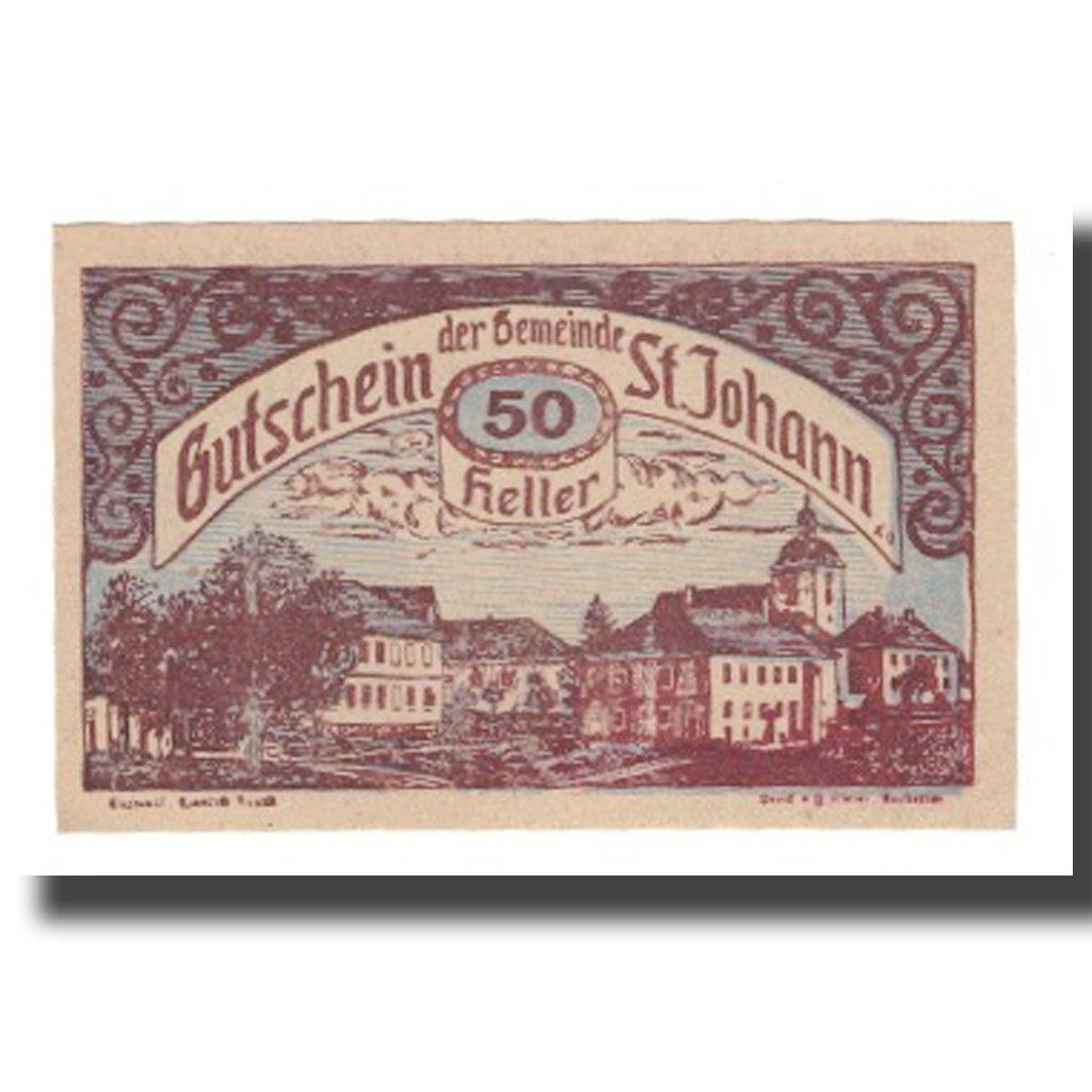 Banknot, Austria, St. Johann in Engstetten N.Ö. Gemeinde, 50 Heller, texte 1