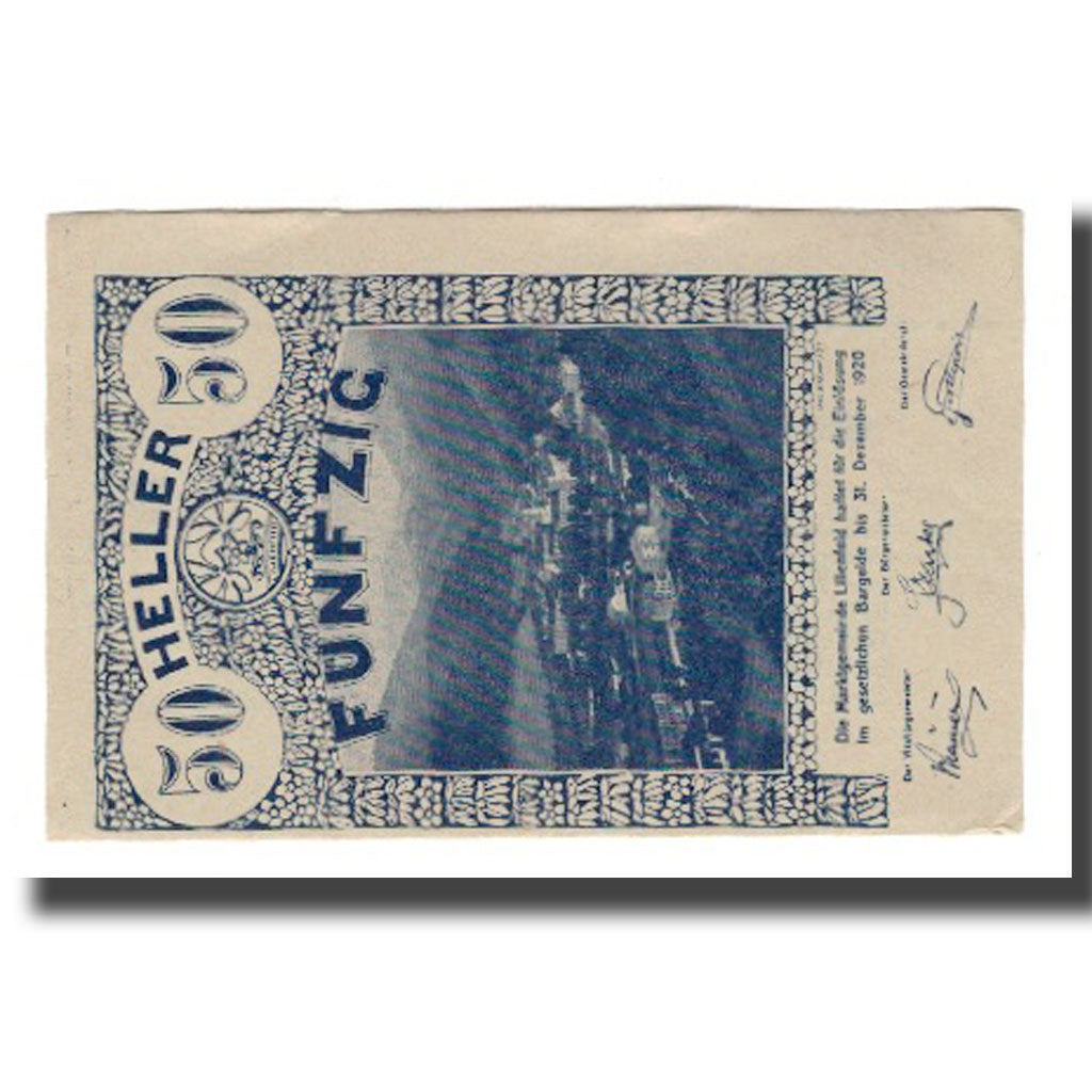 Banconote, Austria, Lilienfeld N.Ö. Marktgemeinde, 50 Heller, Texte 2, 1920