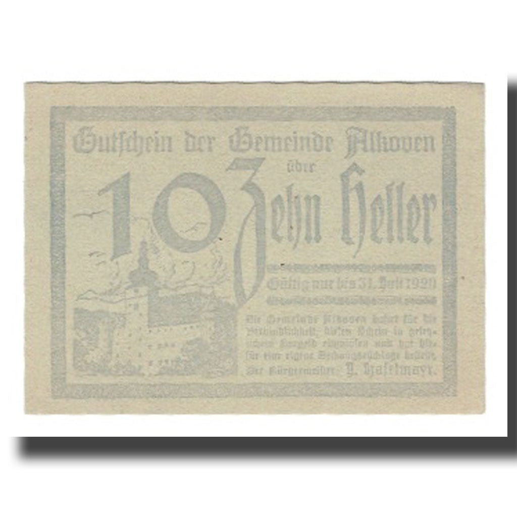 Banknot, Austria, Alkoven O.Ö. Gemeinde, 10 Heller, N.D, 1920, 1920-07-31