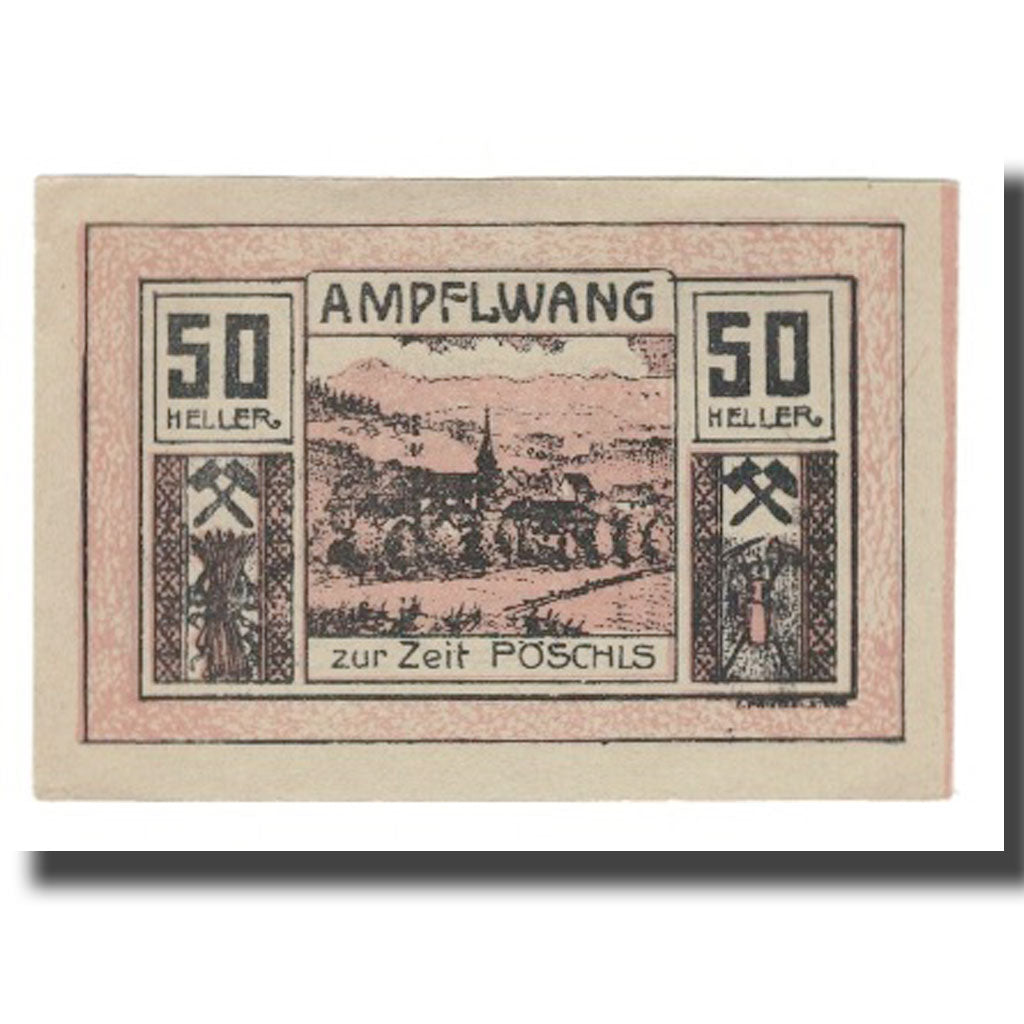 Banknot, Austria, Ampflwang O.Ö. Gemeinde, 50 Heller, Texte, 1920, 1920-12-31