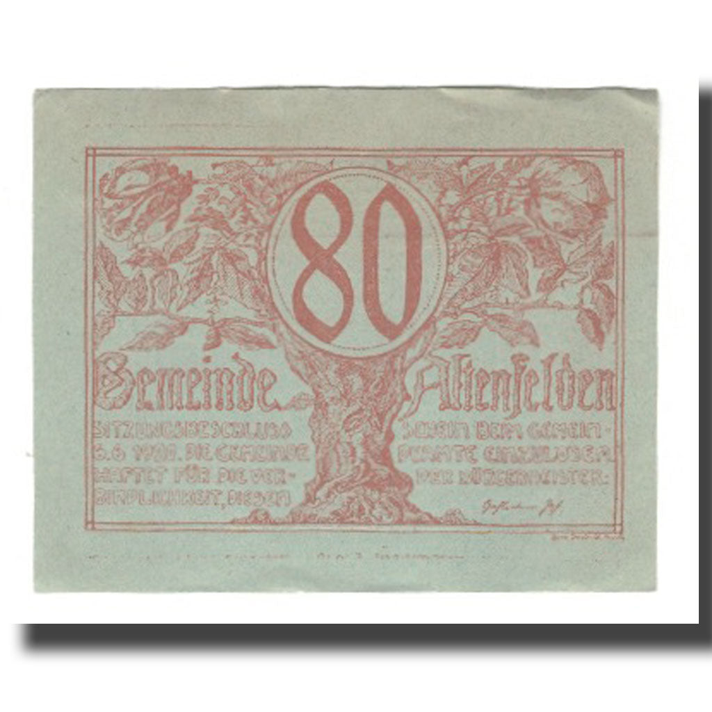 Banconote, Austria, Altenfelden O.Ö. Gemeinde, 80 Heller, paysage, 1920