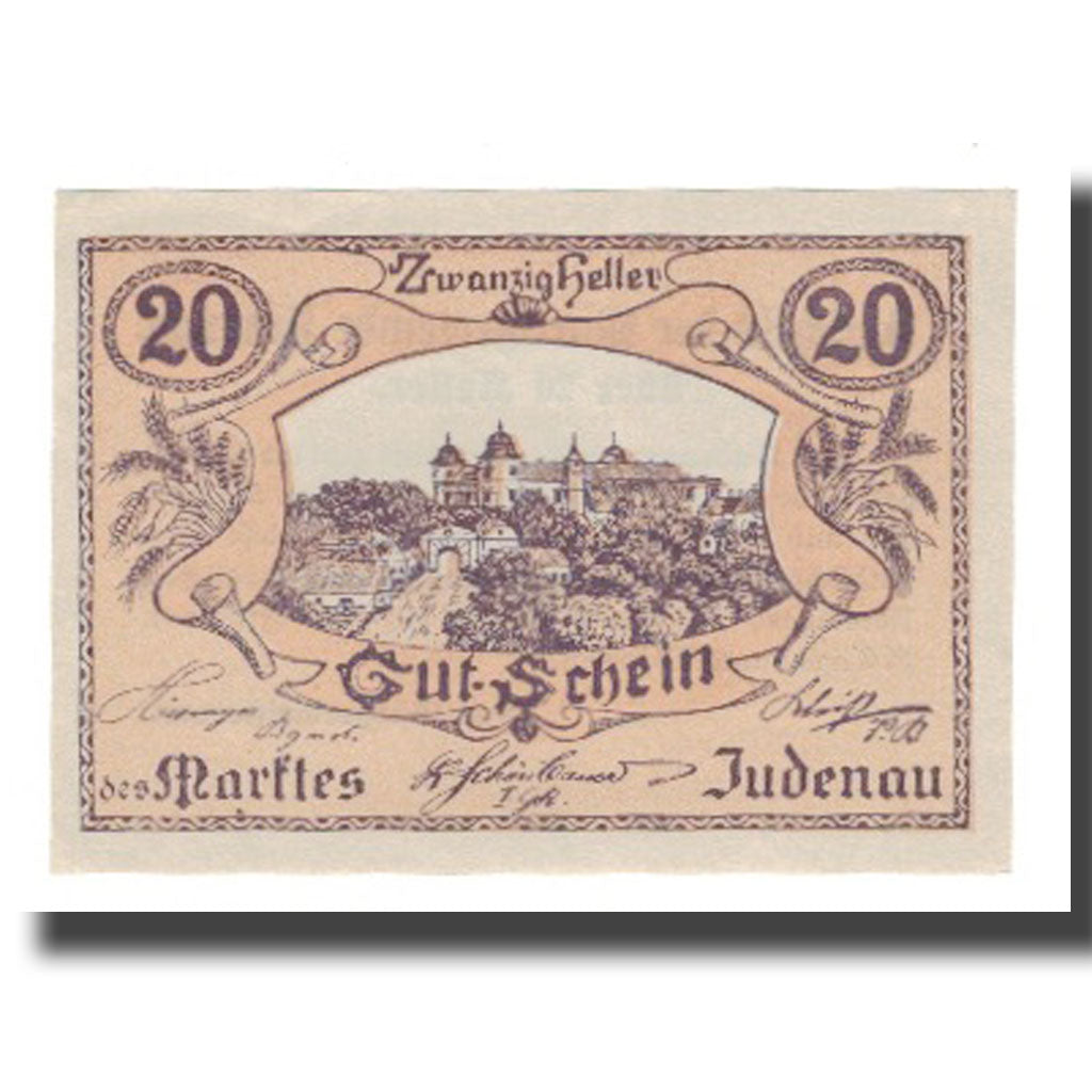 Banconote, Austria, Judenau N.Ö. Marktgemeinde, 20 Heller, texte 1, SPL-