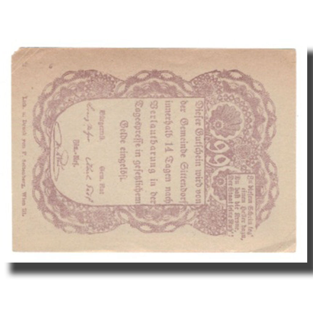 Geldschein, Österreich, Sittendorf N.Ö. Gemeinde, 99 Heller, Texte 7, VZ