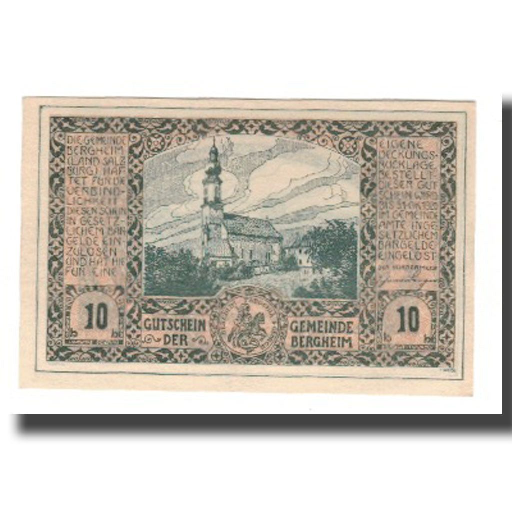 Geldschein, Österreich, Bergheim Sbg. Gemeinde, 10 Heller, paysage 1, 1920