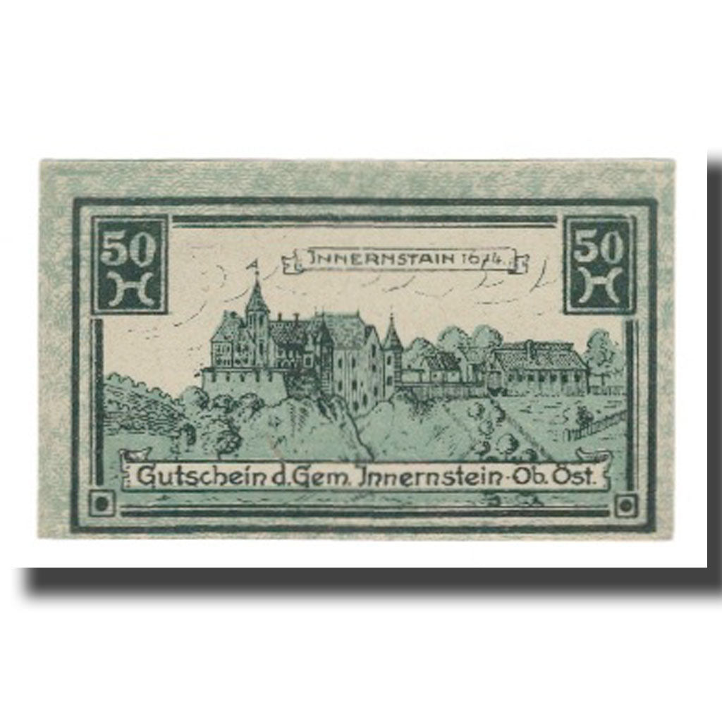 Banknot, Austria, Innernstein O.Ö. Gemeinde, 50 Heller, village, 1920